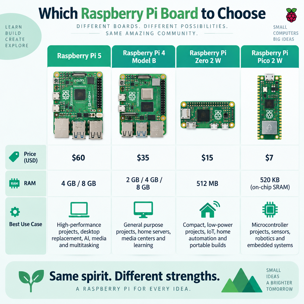 Raspberry Pi Board Comparison Table