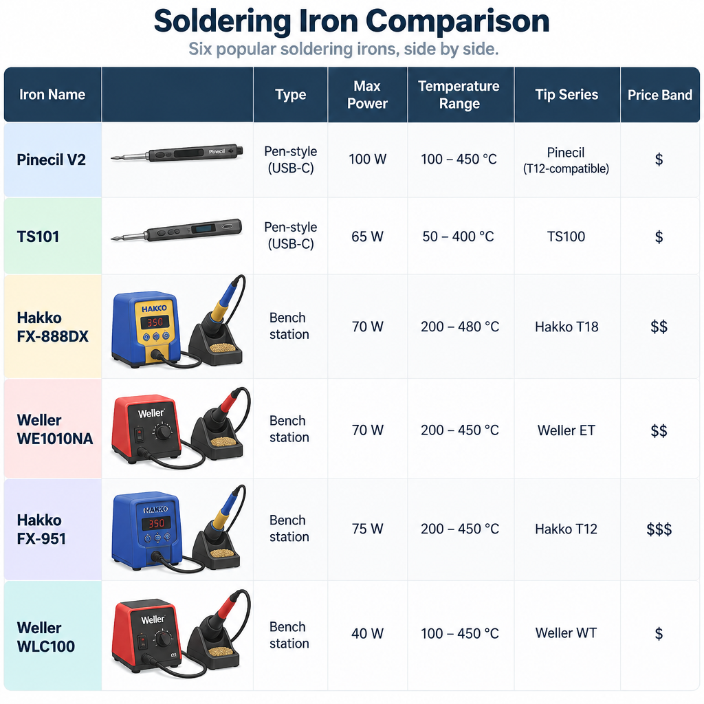 Soldering Irons Comparison Chart